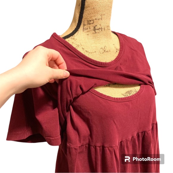 Samaya Maternity breastfeeding dress, Maxi dress, XL, burgundy, India - Picture 4 of 6